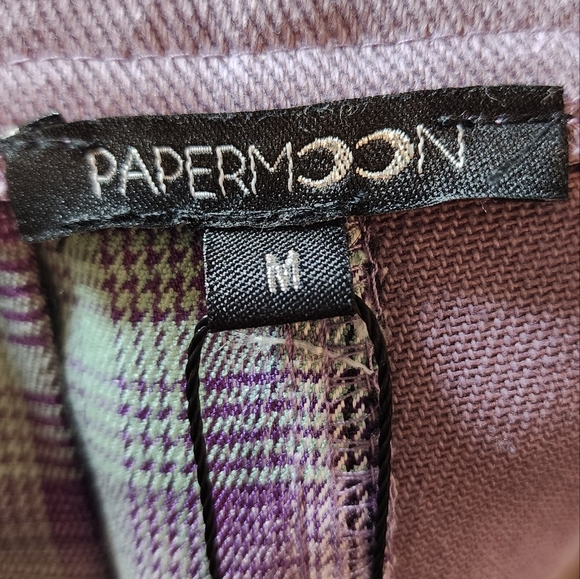 NWT Papermoom Mixed fabric Denim Pleated mini skirt. Purple green. Size Medium. - Picture 4 of 16